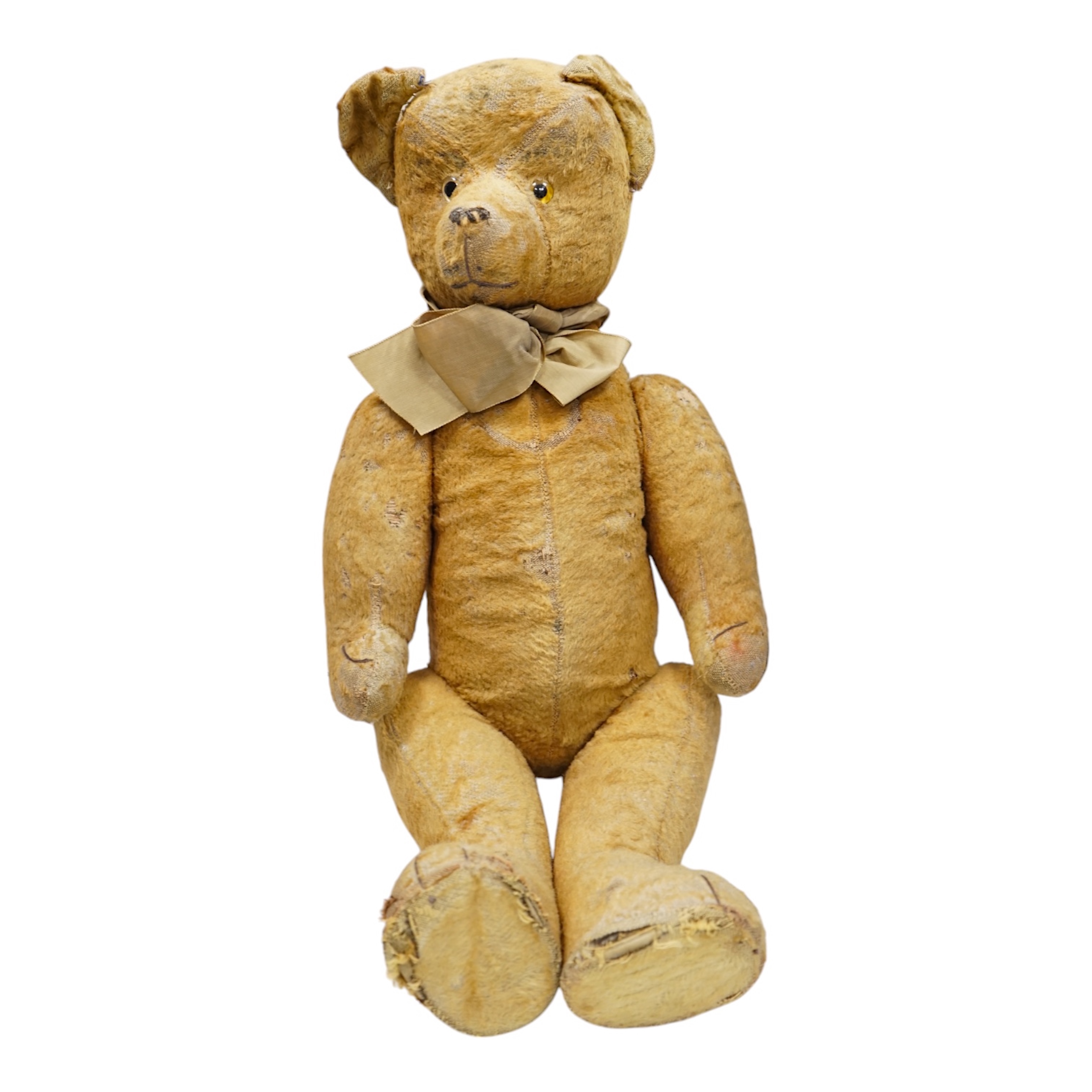 A 1930’s jointed Teddy bear, 53cm. Condition - poor